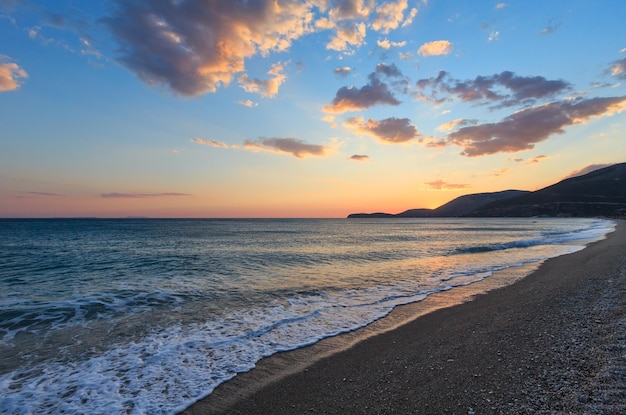 Bel été mer plage coucher de soleil paysage Borsh Albanie