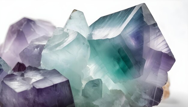 Photo bel fond blanc de cristal de fluorite brut