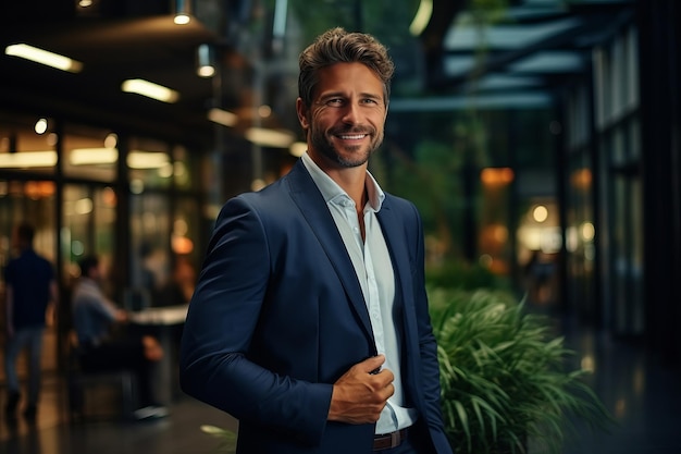 Un bel homme d'affaires en costume au bureau