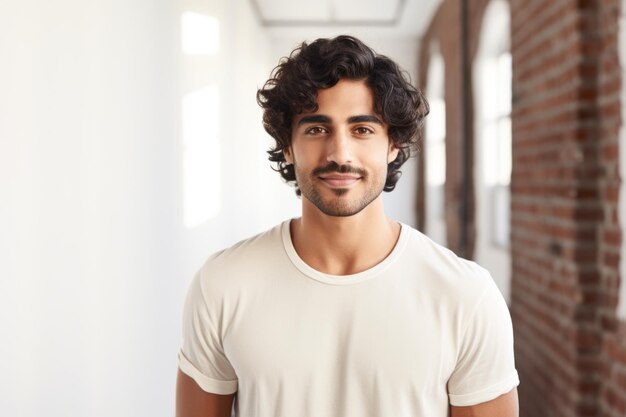 Un bel homme afro-américain regarde la caméra et sourit debout avec les bras croisés contre le blanc