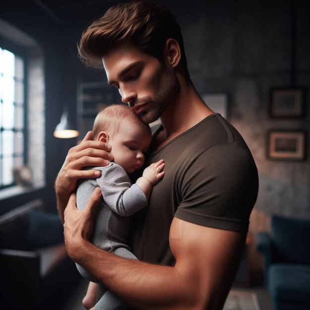 Un bel homme et un bébé 6