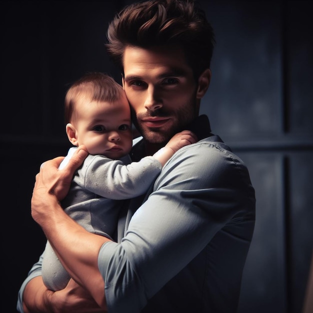 Un bel homme et un bébé