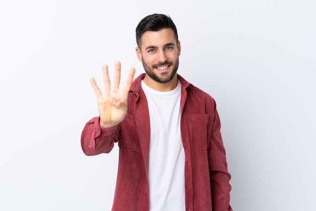 Bel homme sur blanc isolé