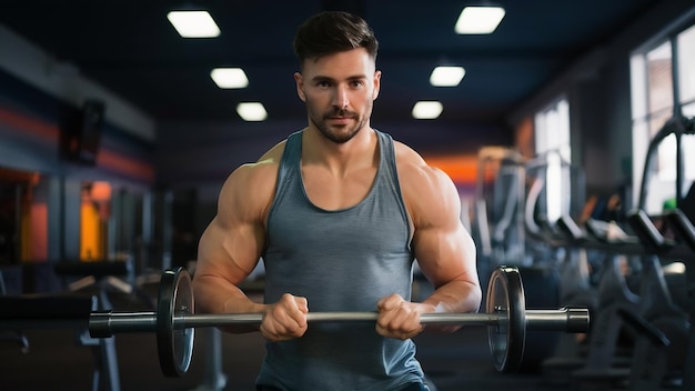 Un bel homme est engagé dans une salle de sport.