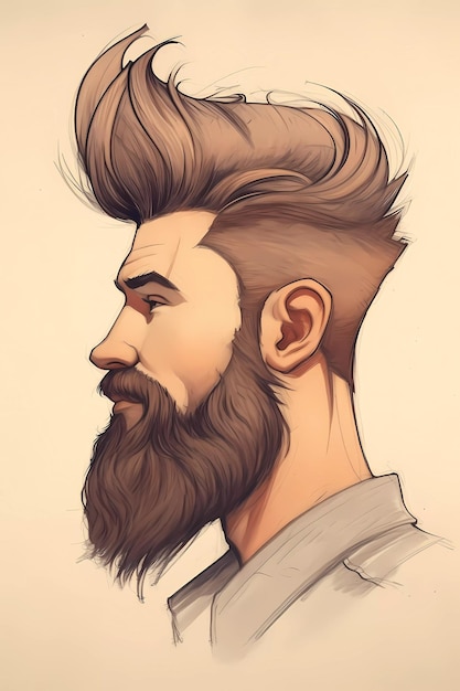 Bel homme avec des illustrations de barbe