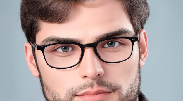 Photo bel homme en portrait de lunettes