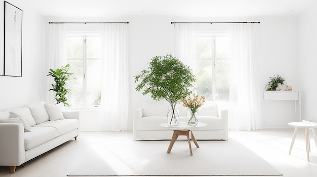 Bel intérieur du salon avec un mur blanc