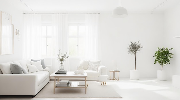 Bel intérieur du salon avec un mur blanc