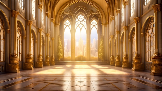 Bel intérieur d'église avec rayons du soleil