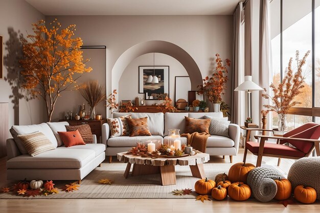 Bel intérieur de maison inspiré de l’automne