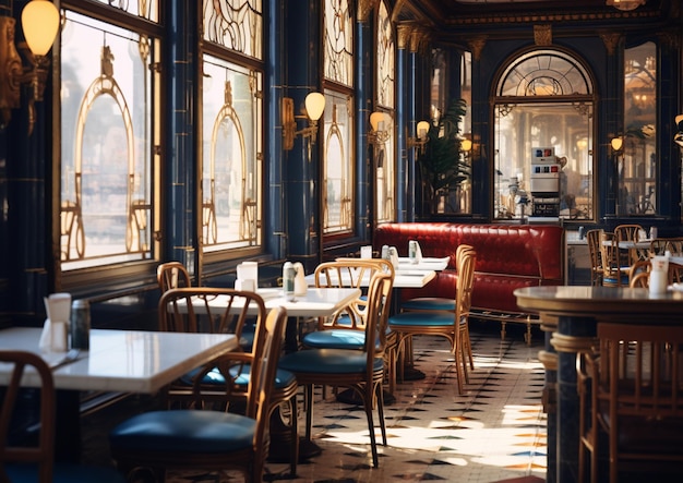 bel intérieur d'un restaurant français photo de haute qualité