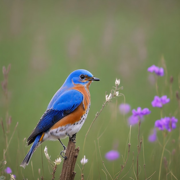 bel oiseau avec des fleurs