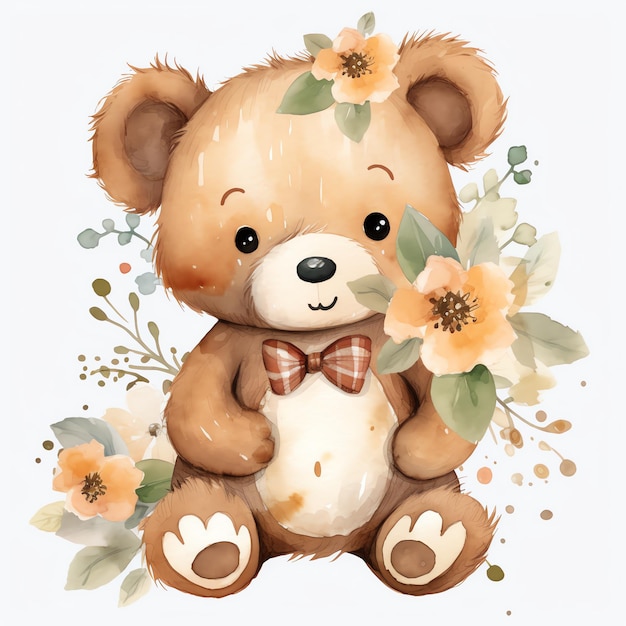 bel ours avec illustration clipart aquarelle motif TieDye