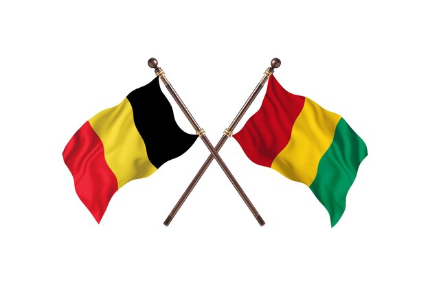 Belgique contre GuinéeBissau deux pays drapeaux fond