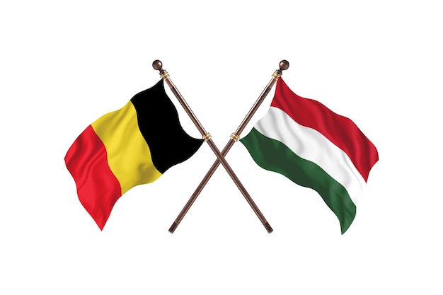 Belgique contre Hongrie deux pays drapeaux fond