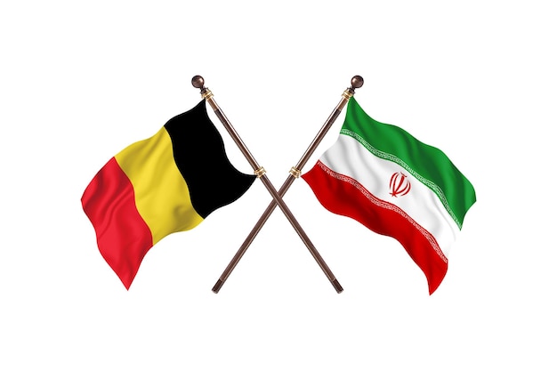 Belgique contre Iran deux pays drapeaux fond