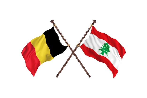 Belgique contre Liban deux pays drapeaux fond