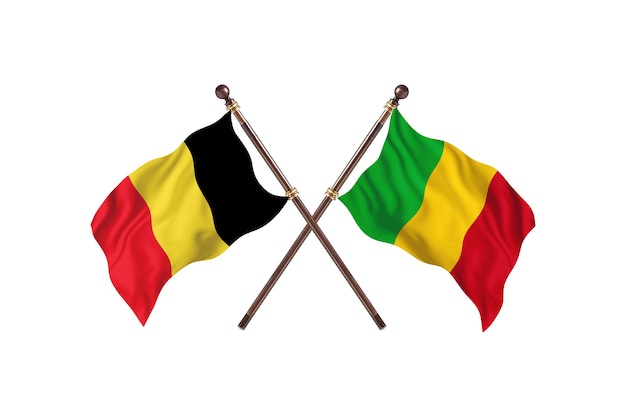 Belgique contre Mali deux pays drapeaux fond