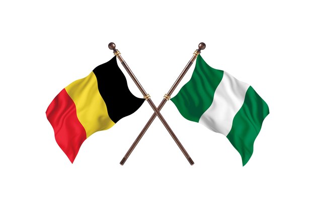 Belgique contre Nigeria deux pays drapeaux fond