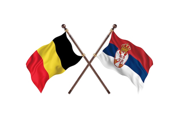 Belgique contre Serbie fond de drapeaux de deux pays