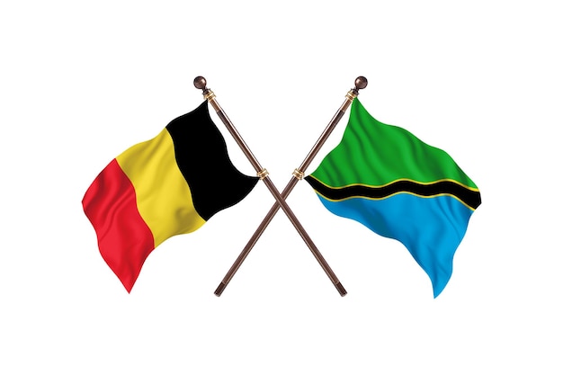 Belgique contre Tanzanie deux pays drapeaux fond