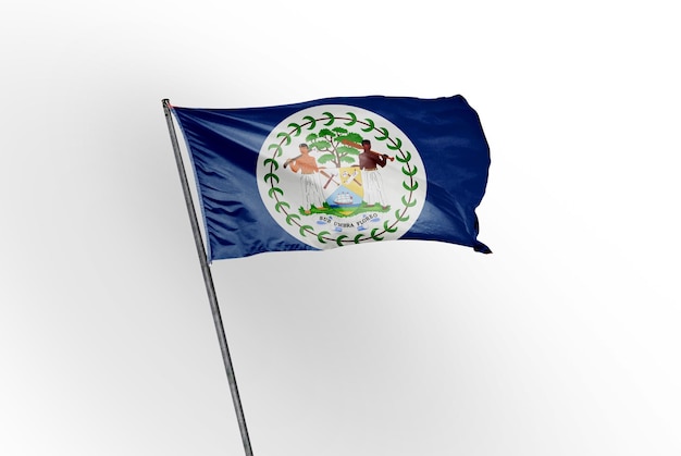 Belize agitant le drapeau sur une image de fond blanc