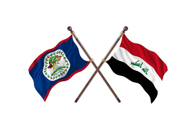 Belize contre l'Irak deux pays drapeaux fond