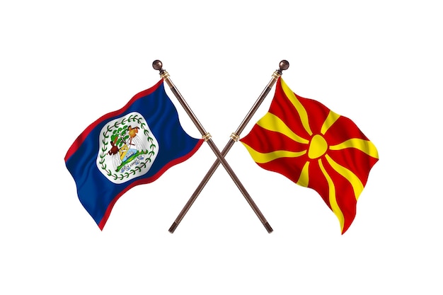 Belize contre Macédoine Deux Pays Drapeaux Contexte