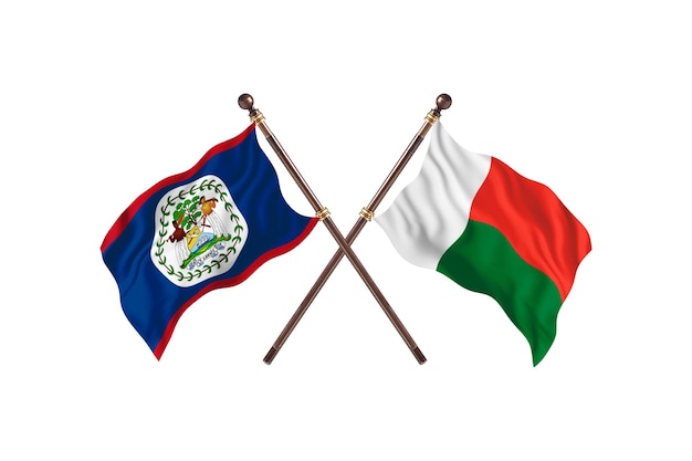 Belize contre Madagascar deux pays drapeaux fond