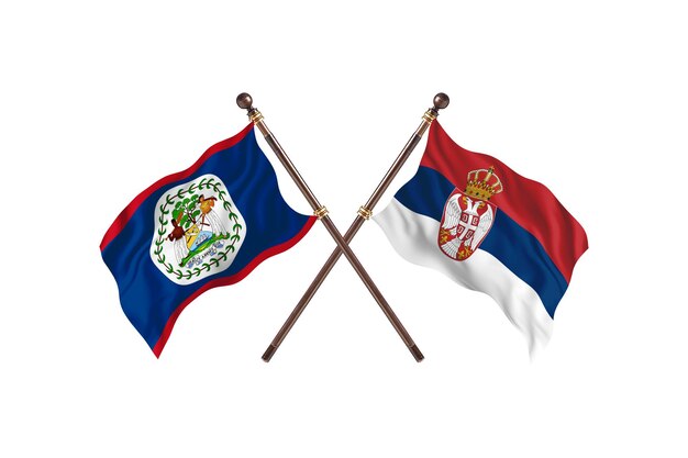 Belize contre Serbie fond de drapeaux de deux pays