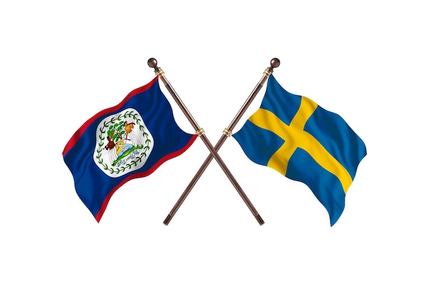 Belize contre Suède deux pays drapeaux fond