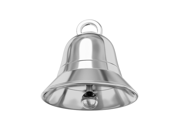 Bell métal argent notification symbole rendu 3D icône sur fond blanc