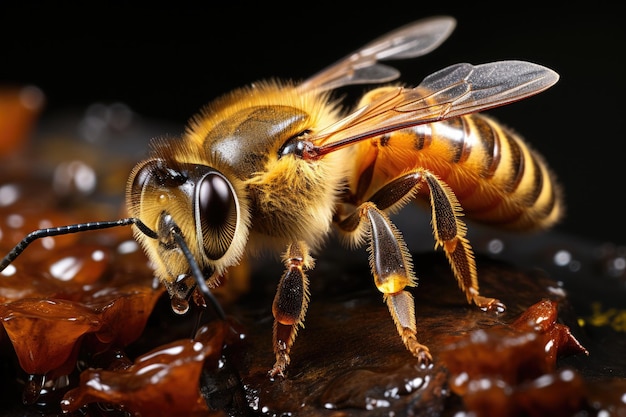 Belle abeille à miel close up Extreme macro shots