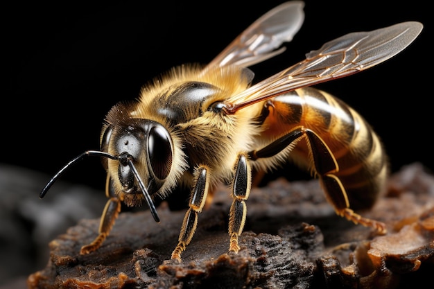 Belle abeille à miel close up Extreme macro shots
