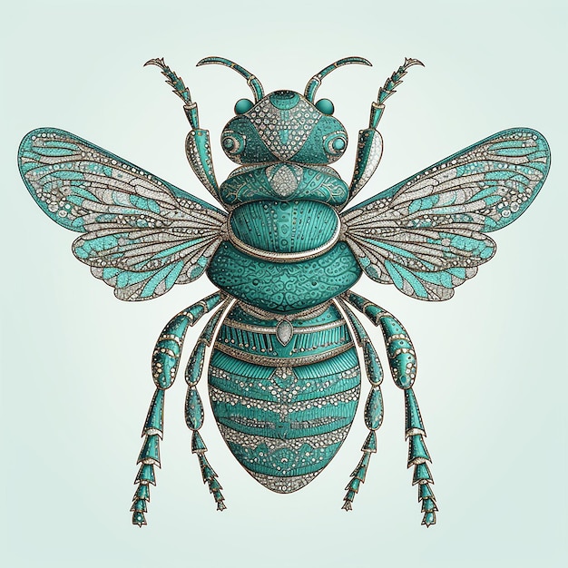 Une belle abeille très détaillée photographie turquoise mignonne AI Generated Photo