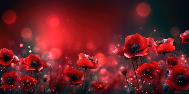 belle abstraite nuit rouge photo design floral bannière de fond belle AI générative AIG32