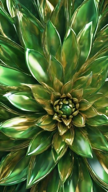 Belle abstraite vert brillant métallique design floral arrière-plan magnifique génératif ai aig32