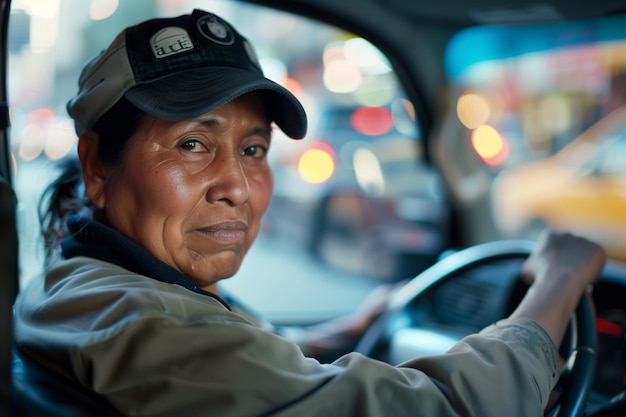 Photo belle adolescente confiante au volant de sa voiture portrait d'une femme souriante assise derrière le volant à l'intérieur de la voiture