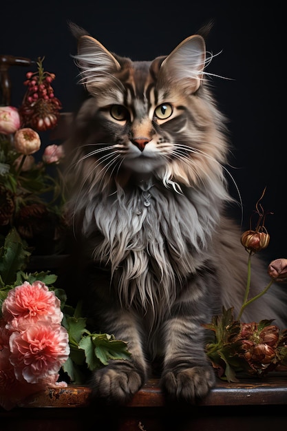 Belle affiche de chat maine coon