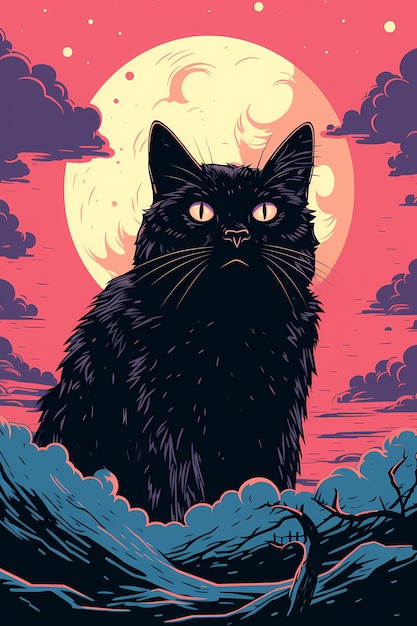 Belle affiche de chat avec un style coloré et artistique