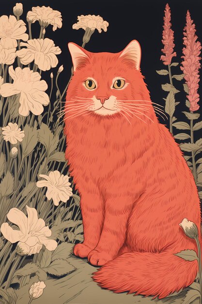 Belle affiche de chat avec un style coloré et artistique