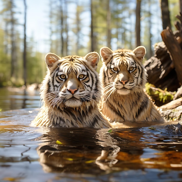 Belle aquarelle de jungle avec tigre AI généré