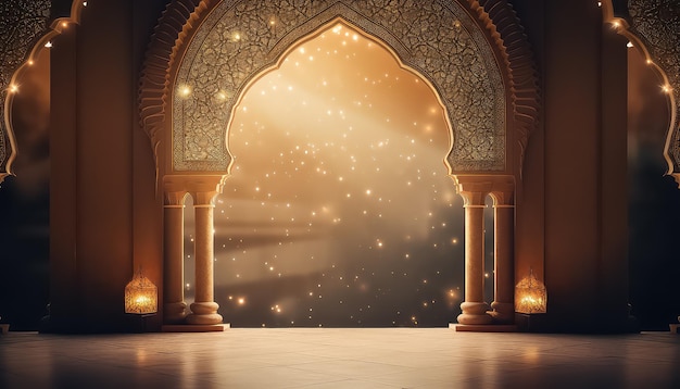 Belle arche arabe avec concept flou ramadan