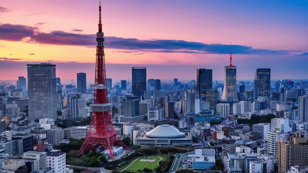 Belle architecture et bâtiments autour de la ville de Tokyo avec la tour de Tokyo au Japon