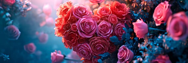 une belle arrangement de fleurs en forme de cœur rappelant l'essence de l'amour et de la Saint-Valentin