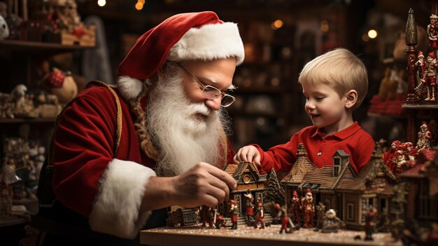 Belle atelier de papa Noël enfants en train de jouer