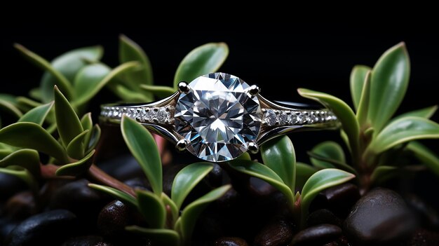 Belle bague de fiançailles avec des diamants générateur par ai