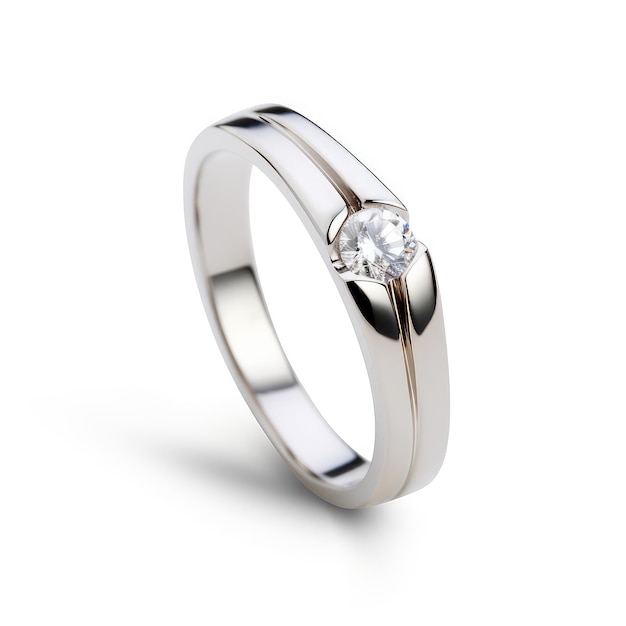 Belle bague de fiançailles de mariage design avec diamants sur blanc isolat