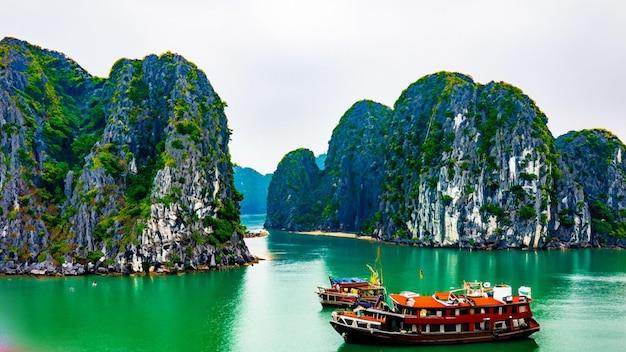 Belle baie d'Halong au Vietnam avec une vue panoramique