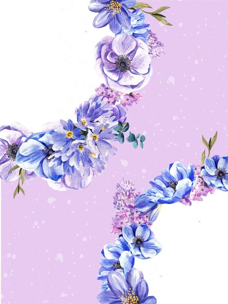 Belle bannière de fleurs de printemps sur une illustration aquarelle de fond doux